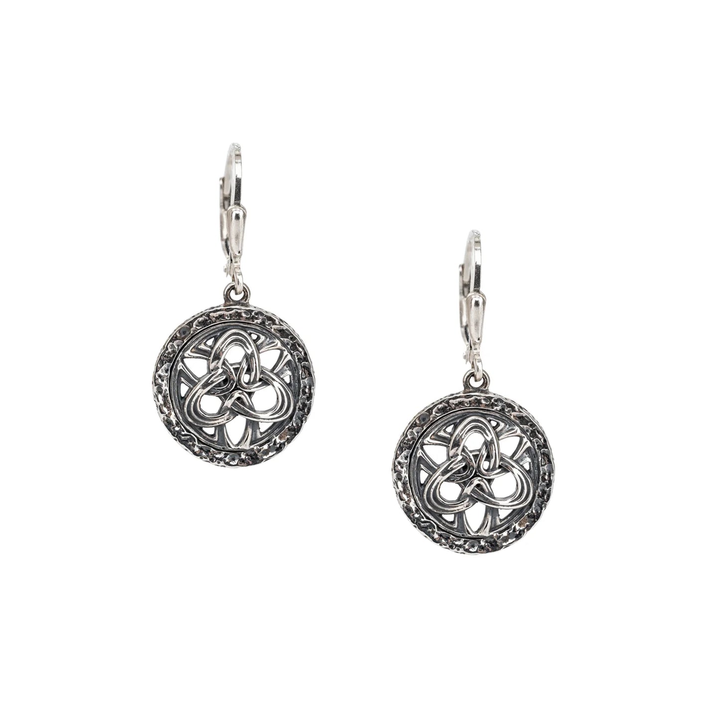 Silver Art Deco Trinity Leverback Earrings