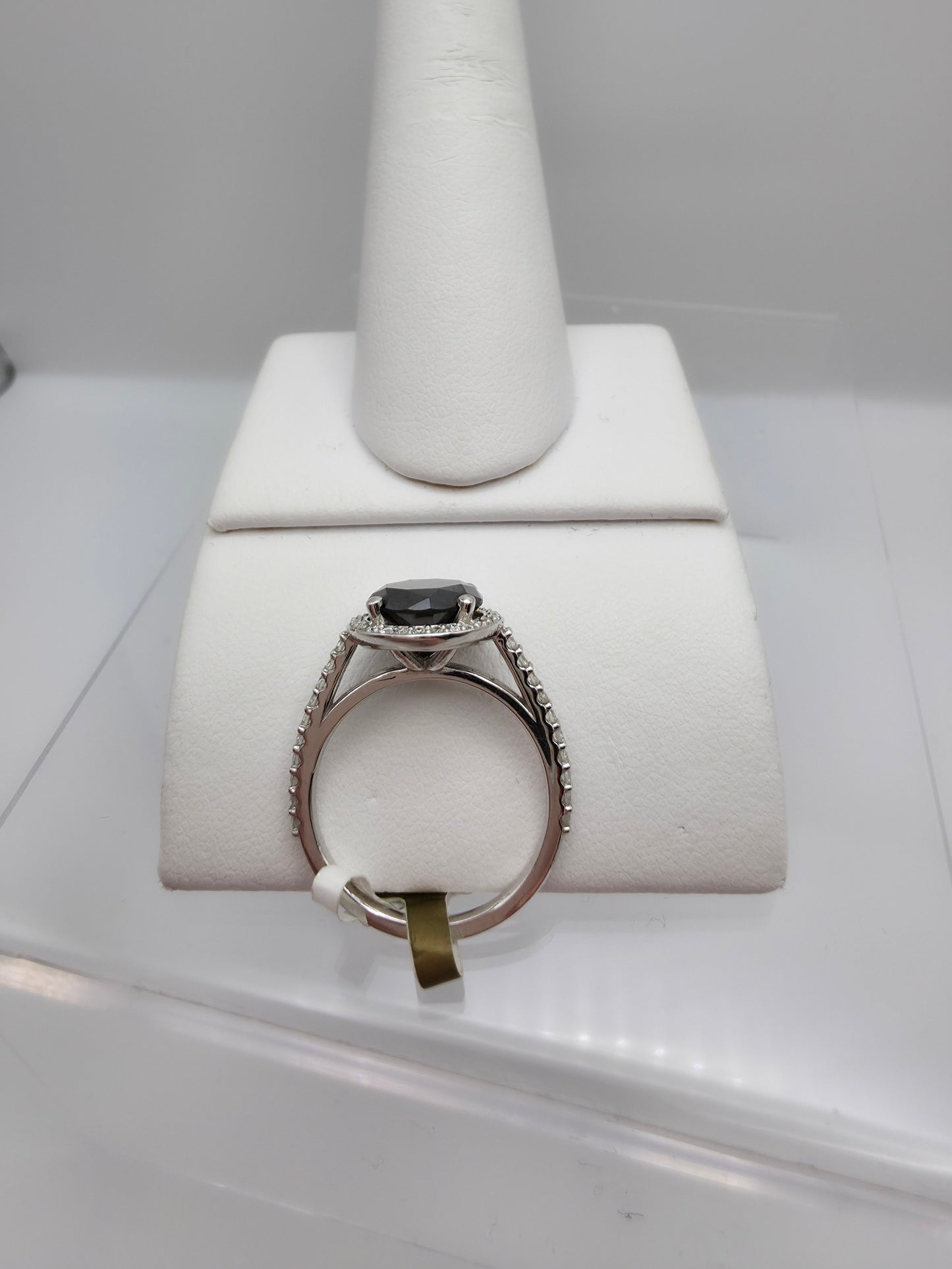 14K White Gold Black Diamond Halo