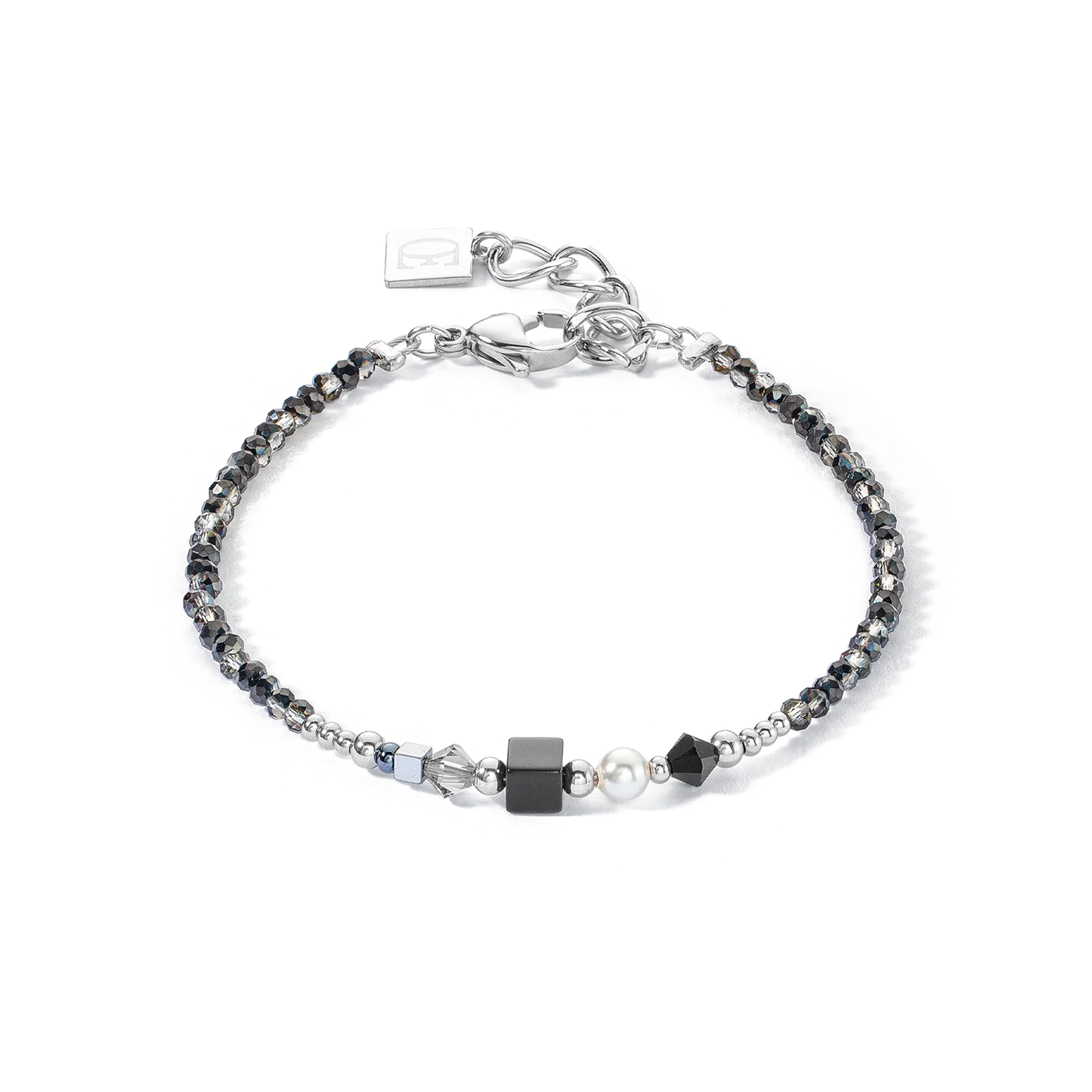 Square Stripes bracelet silver-black