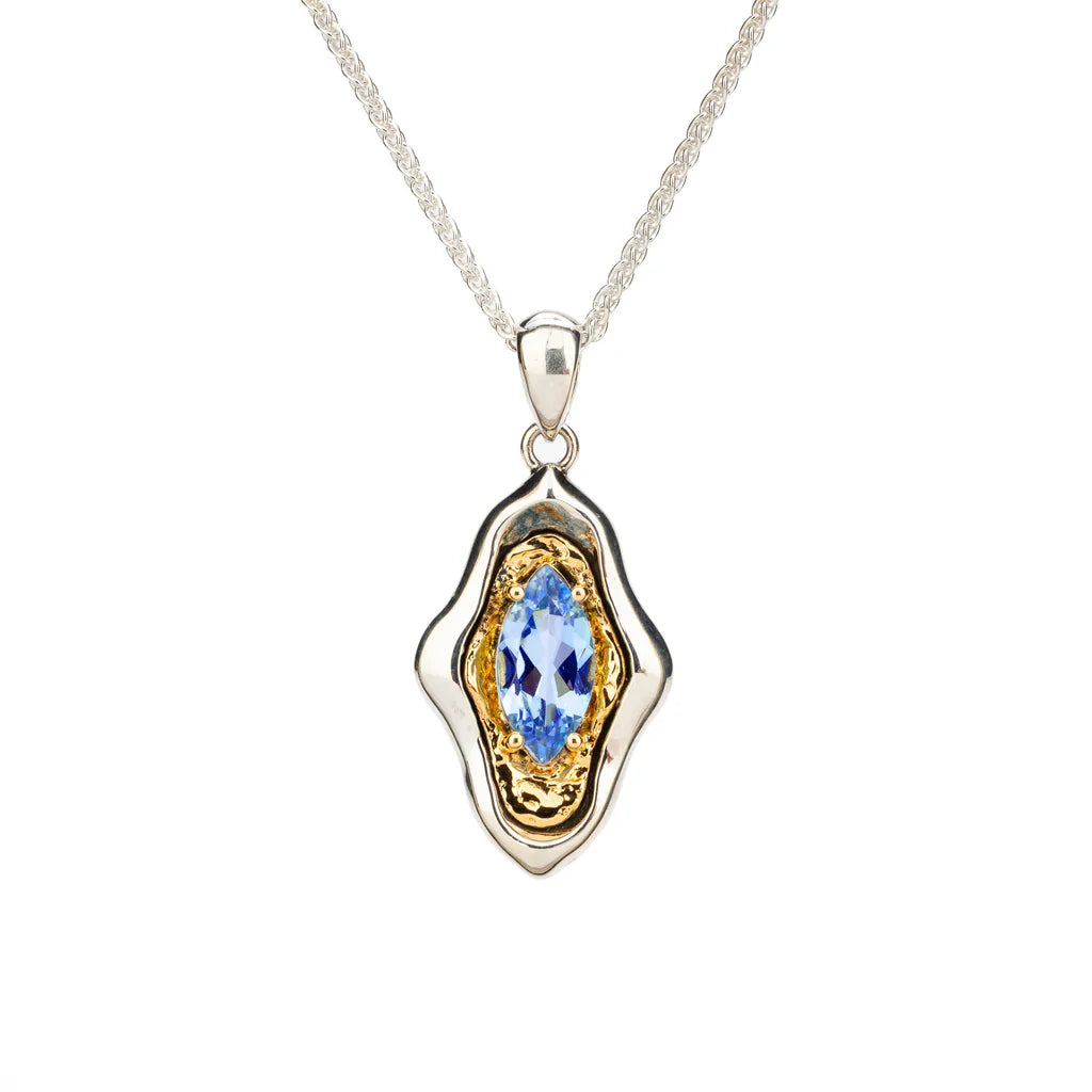 SILVER AND VERMEIL WITH LIGHT BLUE MOISSANITE ROCKS 'N RIVERS PENDANT