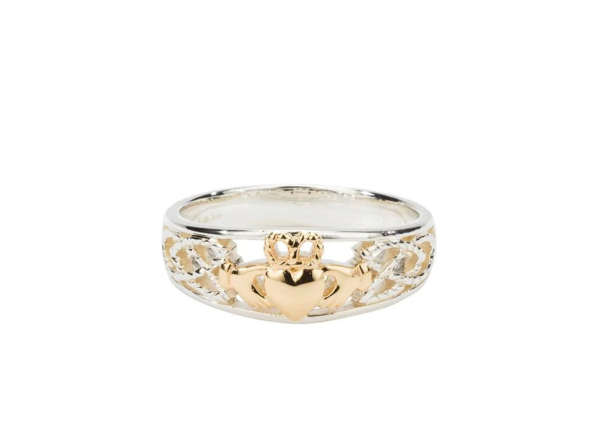 Keith Jack SILVER AND 10K YELLOW CLADDAGH RING SMALL