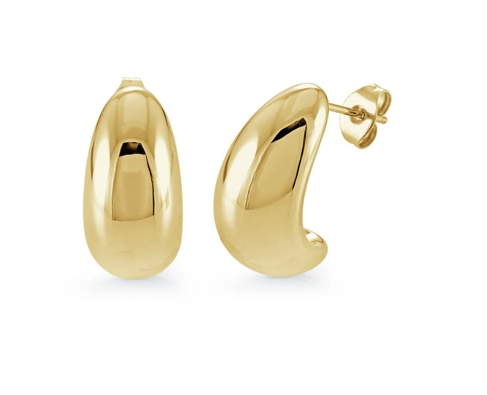 20mm Yellow Gold Plated Puff Studs