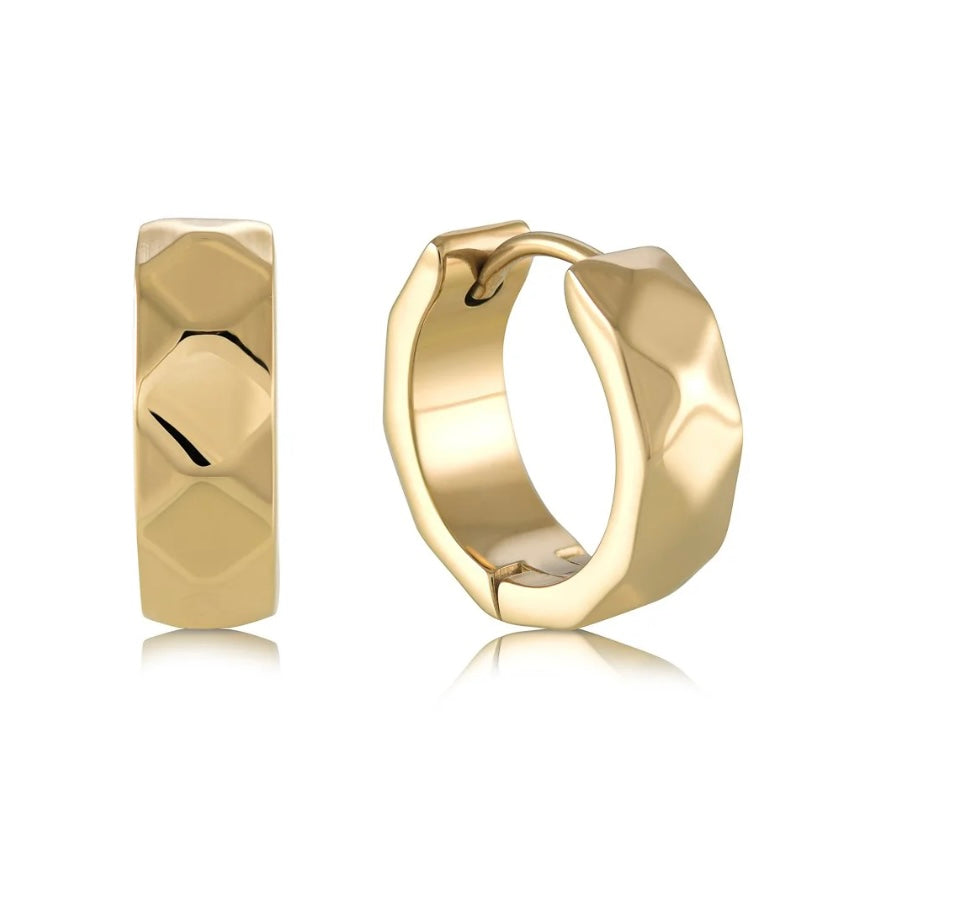 Polished-Faceted Gold Plated Ear Huggie