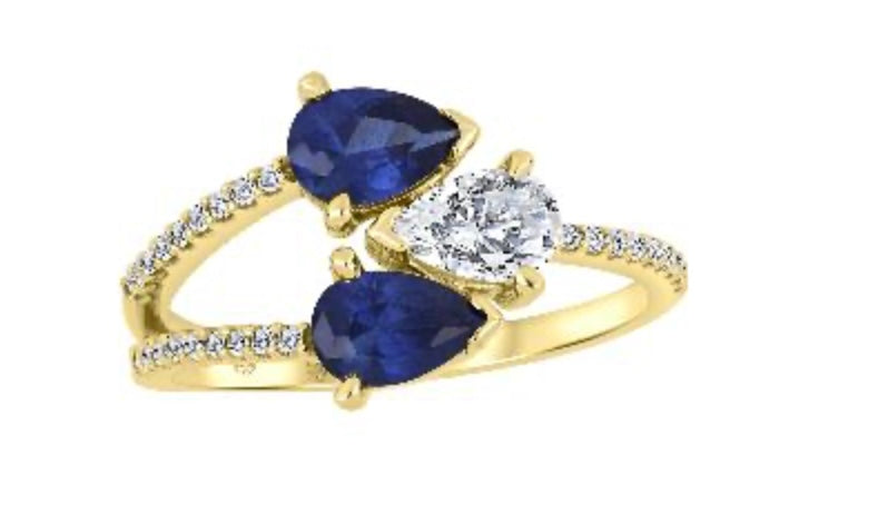 10k Yellow Gold Sapphire and Diamond Ring