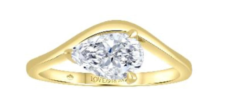 14K Yellow Gold Pear Shape Lab Grown Diamond