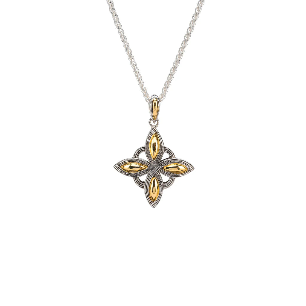 Silver and 10k Gold Celestial Star Pendant - Reversible