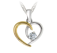 Legend Sterling Silver Two Tone c/z Heart Necklace