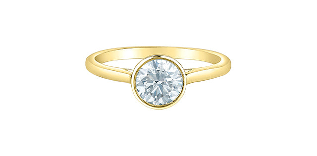 14K Yellow Gold Bezel Set Lab Grown Solitaire