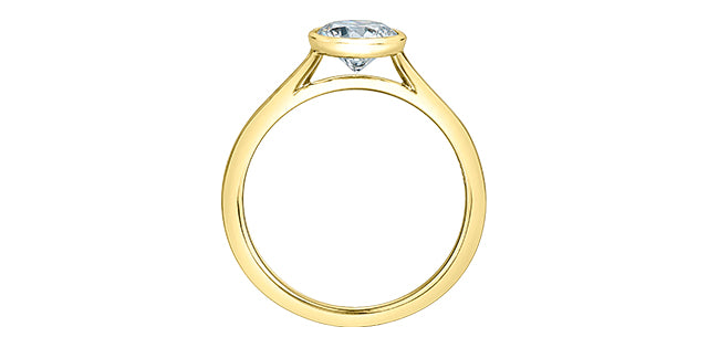 14K Yellow Gold Bezel Set Lab Grown Solitaire