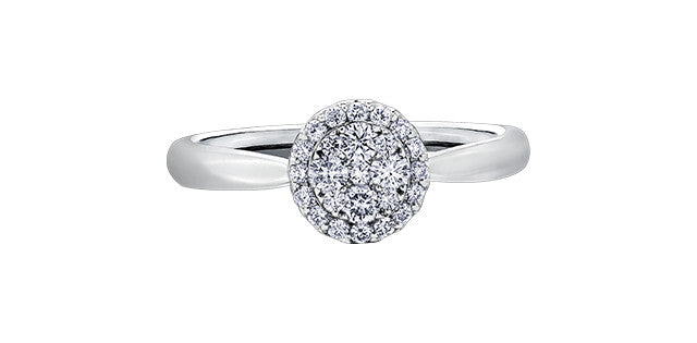 14K White Gold Multi Stone Round Solitaire