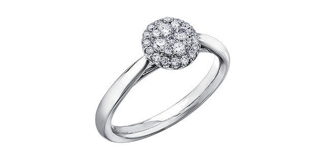 14K White Gold Multi Stone Round Solitaire