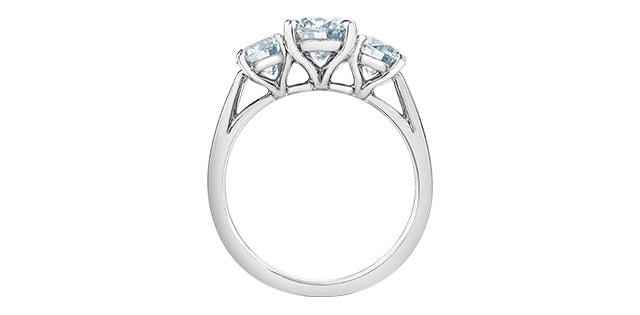 14K White Gold 3 Stone Lab Grown Diamond Ring