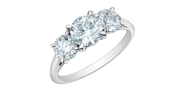 14K White Gold 3 Stone Lab Grown Diamond Ring