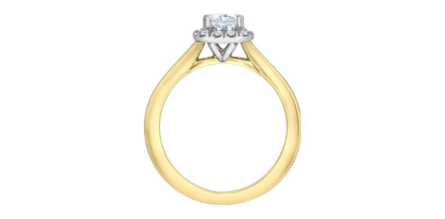 14K Yellow Gold Radiant Halo