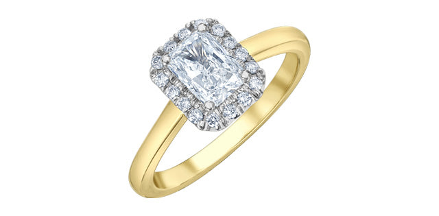 14K Yellow Gold Radiant Halo