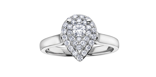 10K White Gold Multi Stone Pear