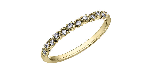 10K Yellow Gold Diamond Stackable Band