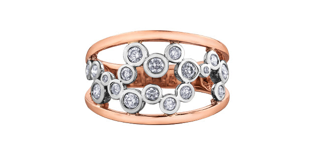10K Rose Gold Diamond Bubbles Ring