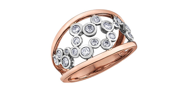 10K Rose Gold Diamond Bubbles Ring