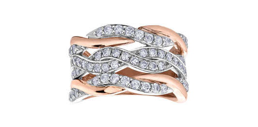 10K Rose and White Gold Weave Ring