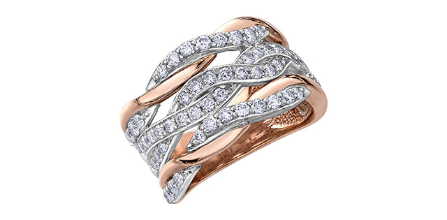 10K Rose and White Gold Weave Ring