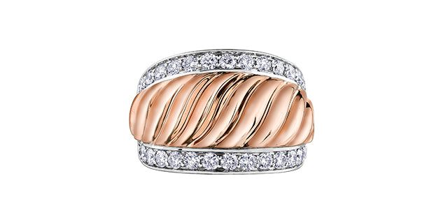 10K Rose and White Gold Diamond Ring