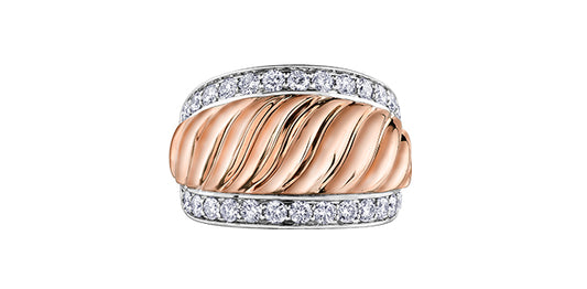 10K Rose and White Gold Diamond Ring