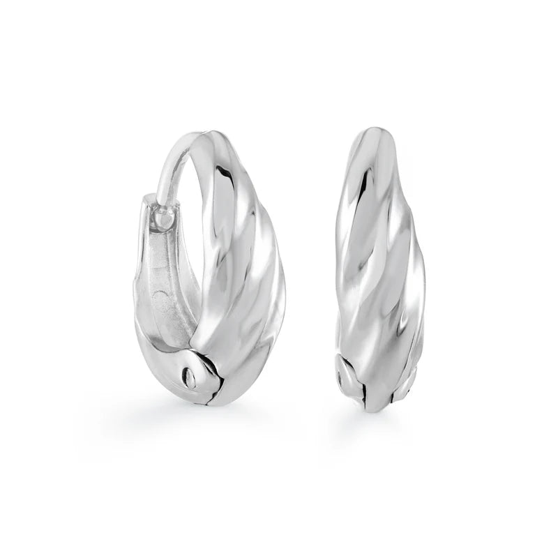 children's Stainless steel Mini Wave Huggie Earrings
