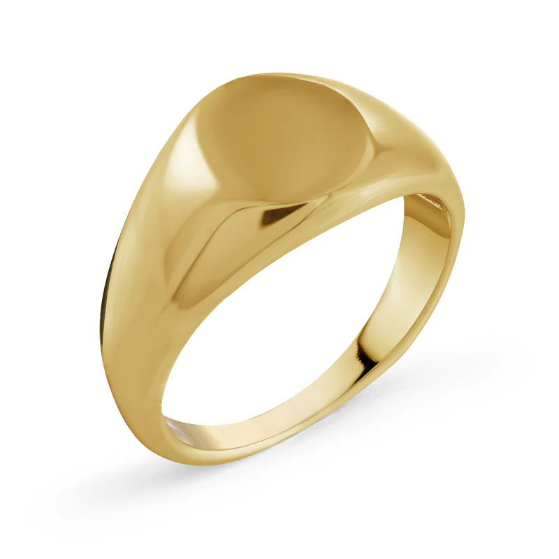 Stainless steel gold-plated signet ring