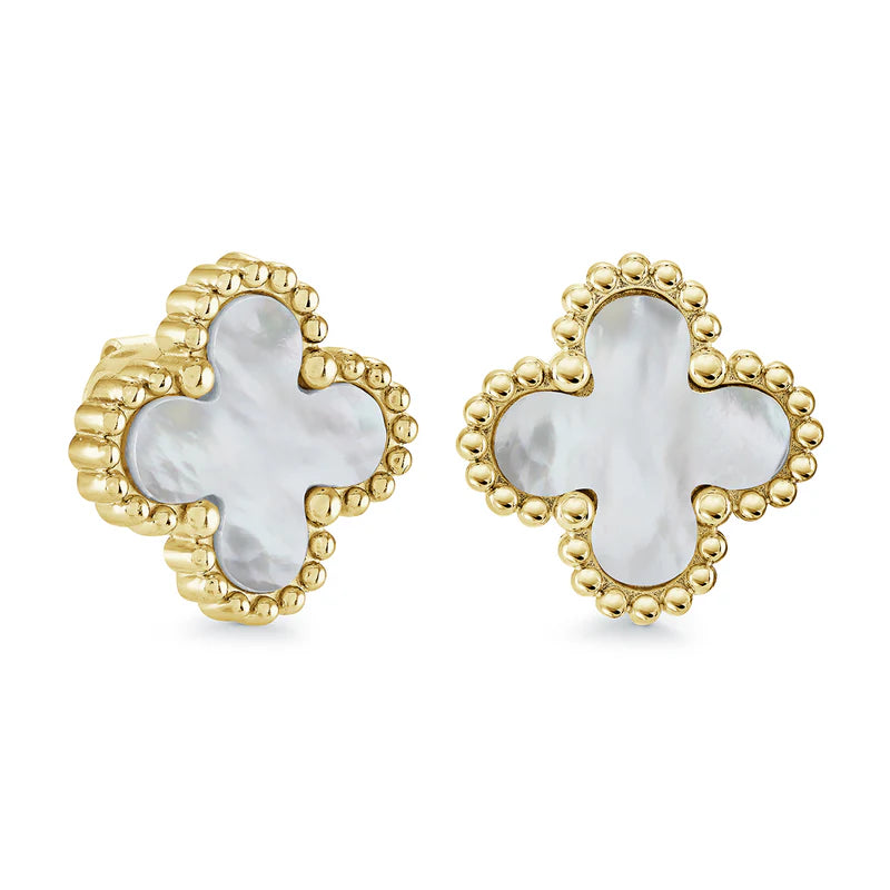 Stainless steel Mother of pearl clover earrings
