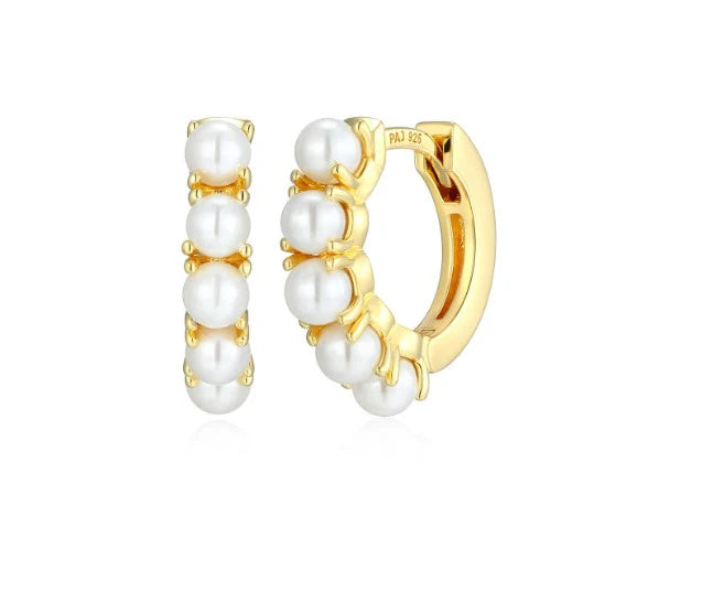 Pearl gold plated huggies
