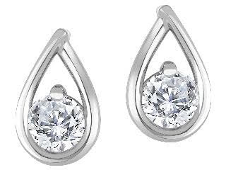 Sterling Silver Tear drop Diamond earrings