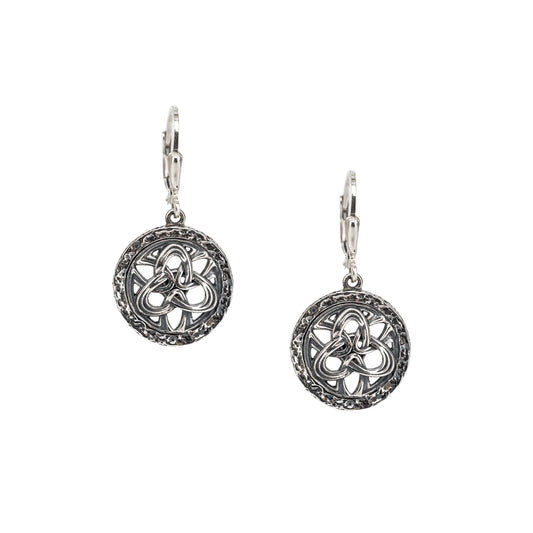 Silver Art Deco Trinity Leverback Earrings