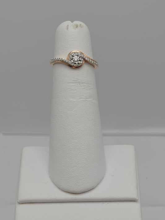 10K Two Tone Rose and White Gold with Diamond Ring