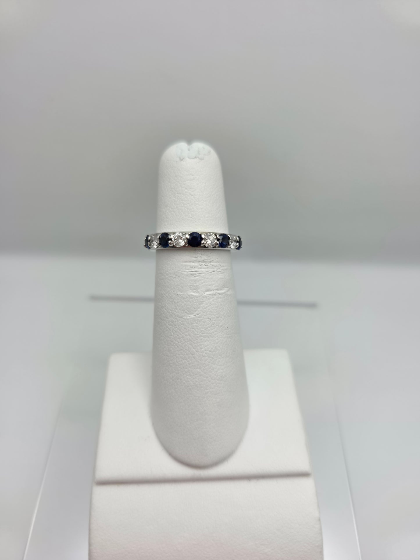 14K White Gold Diamond and Sapphire Ring
