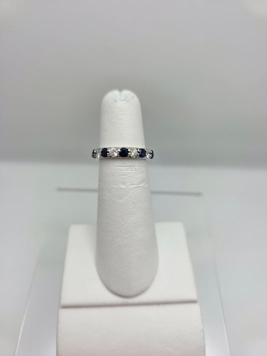 14K White Gold Diamond and Sapphire Ring