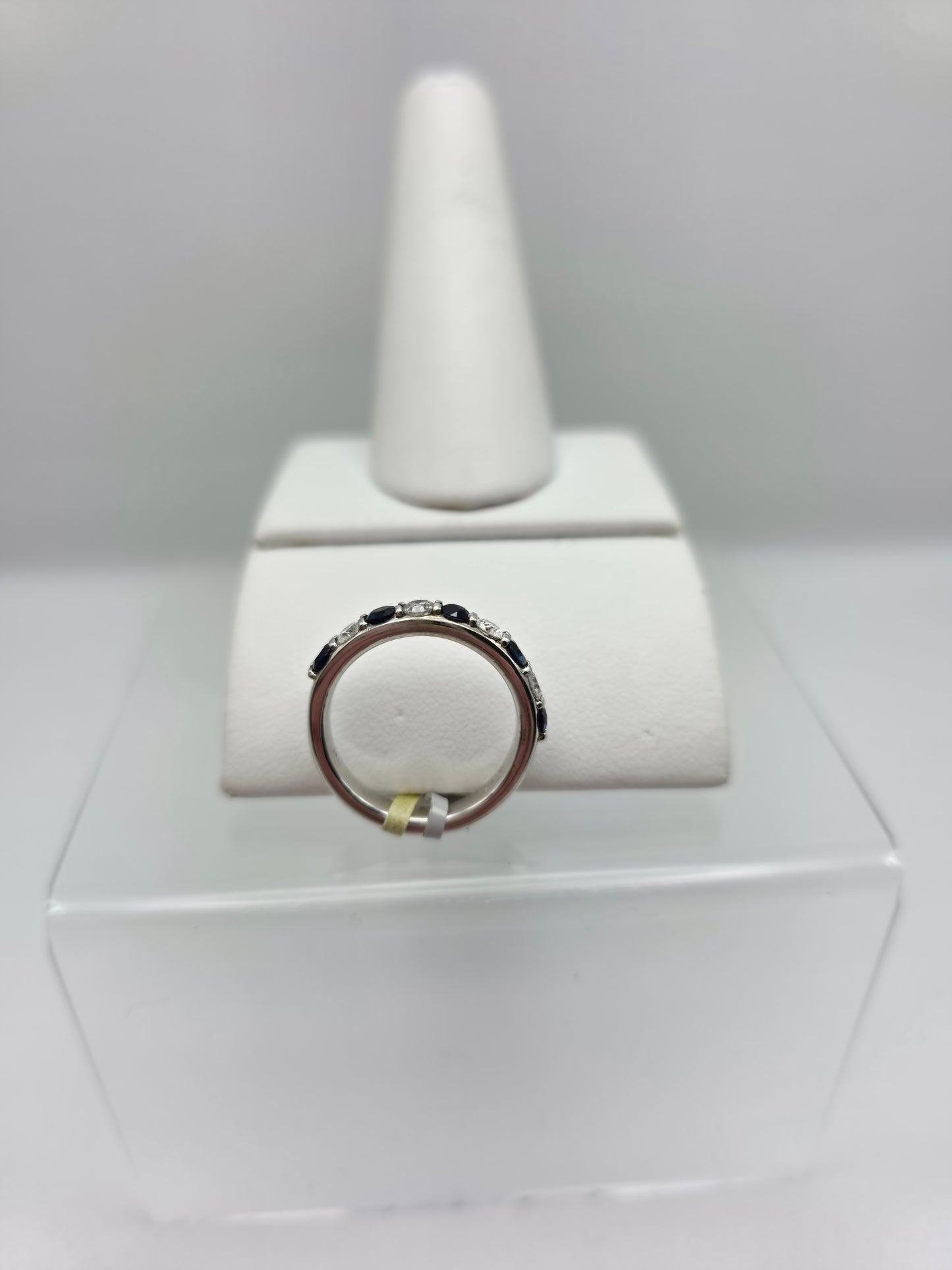 14K White Gold Diamond and Sapphire Ring