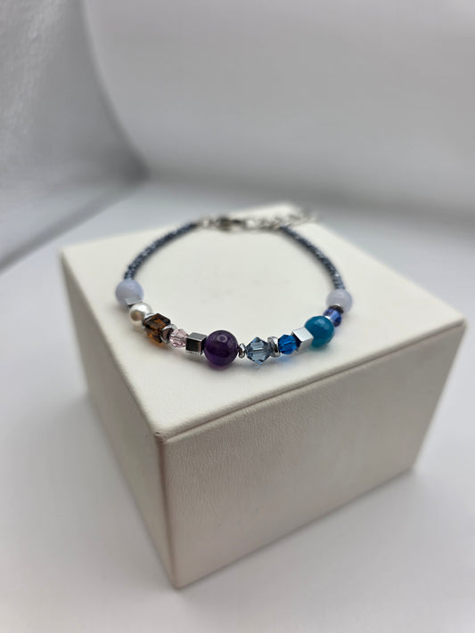 Blue large bead bracelet