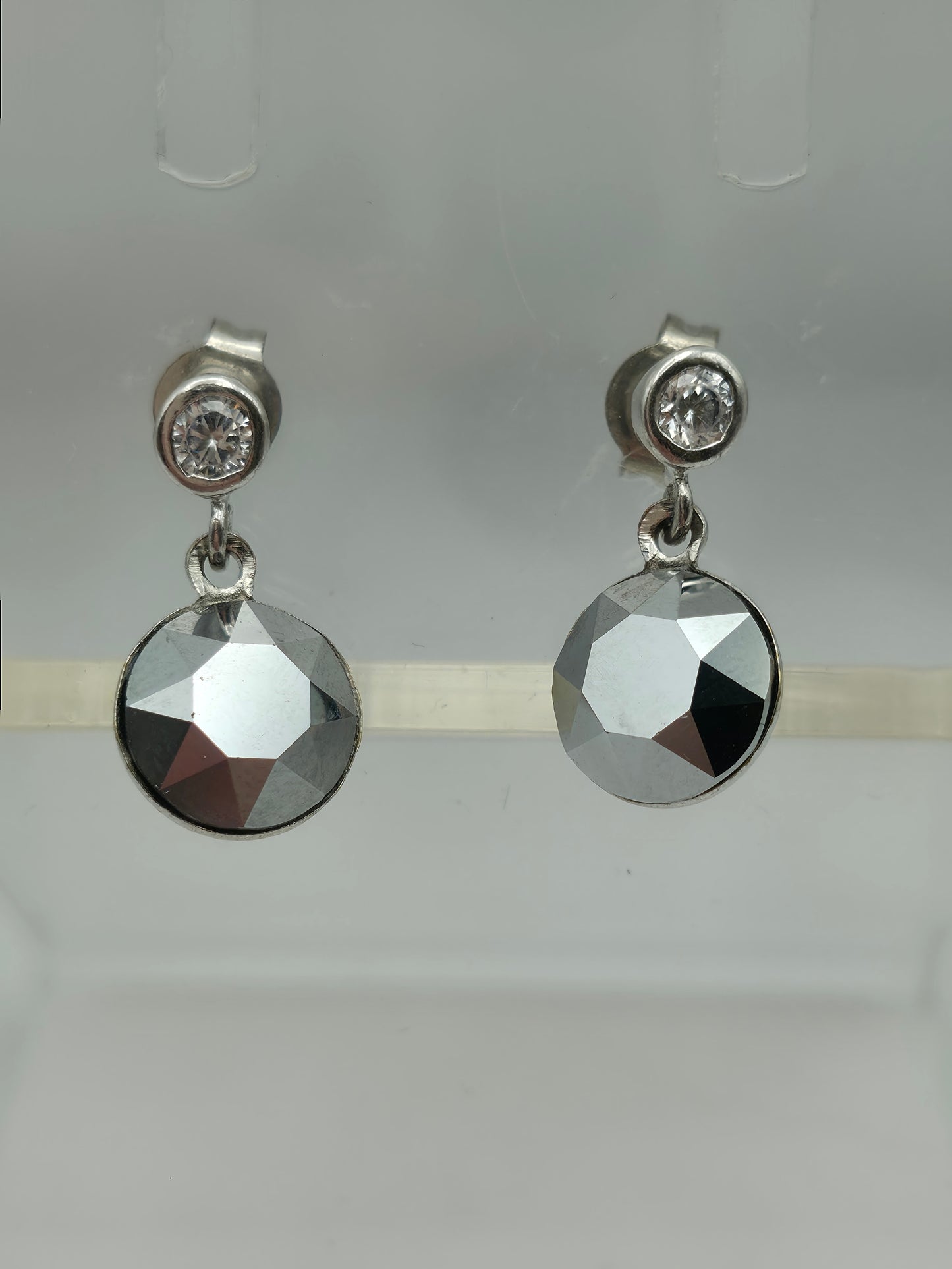 Haematite round earring