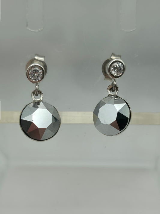 Haematite round earring