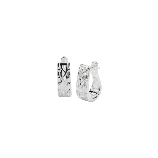 SILVER WINDOW TO THE SOUL CELTIC WEAVE HUGGIE EARRINGS