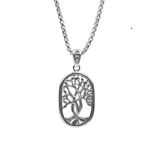 Silver Tree of Life Open Dog Tag Pendant