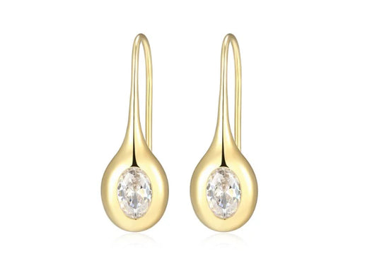 Fish hook gold plated dangle c/z earring's