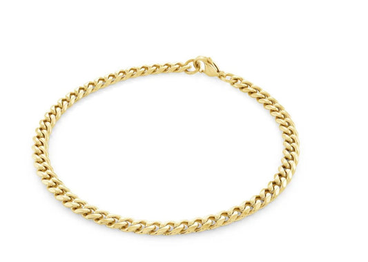 Gold Plated 4.6mm Polished Curb Bracelet 7”