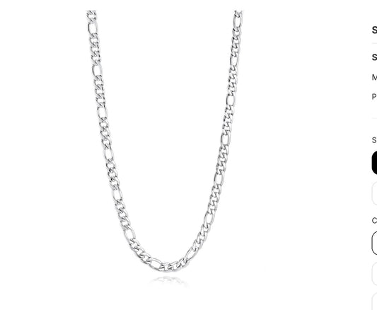 Stainless Steel Figaro Chain 22”