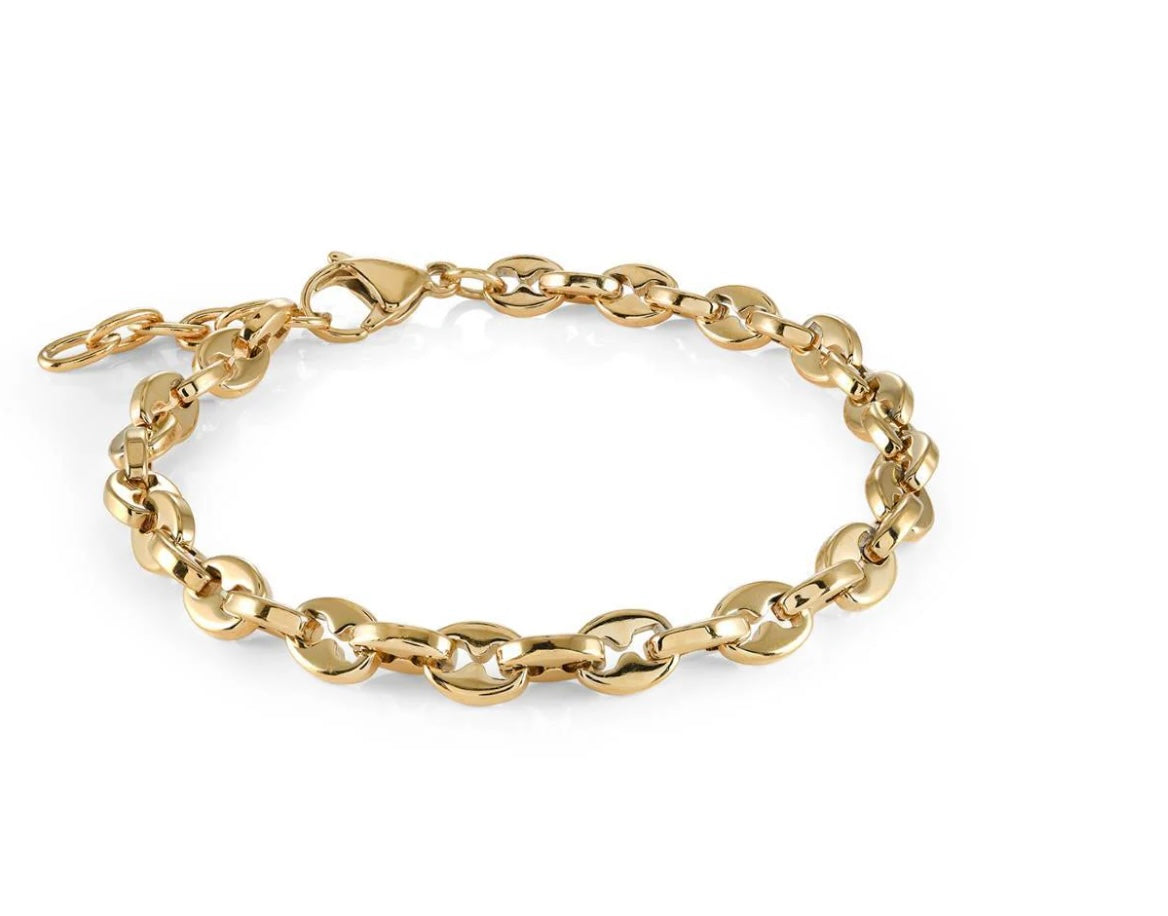 Bean Link Stainless Steel Bracelet 7.5