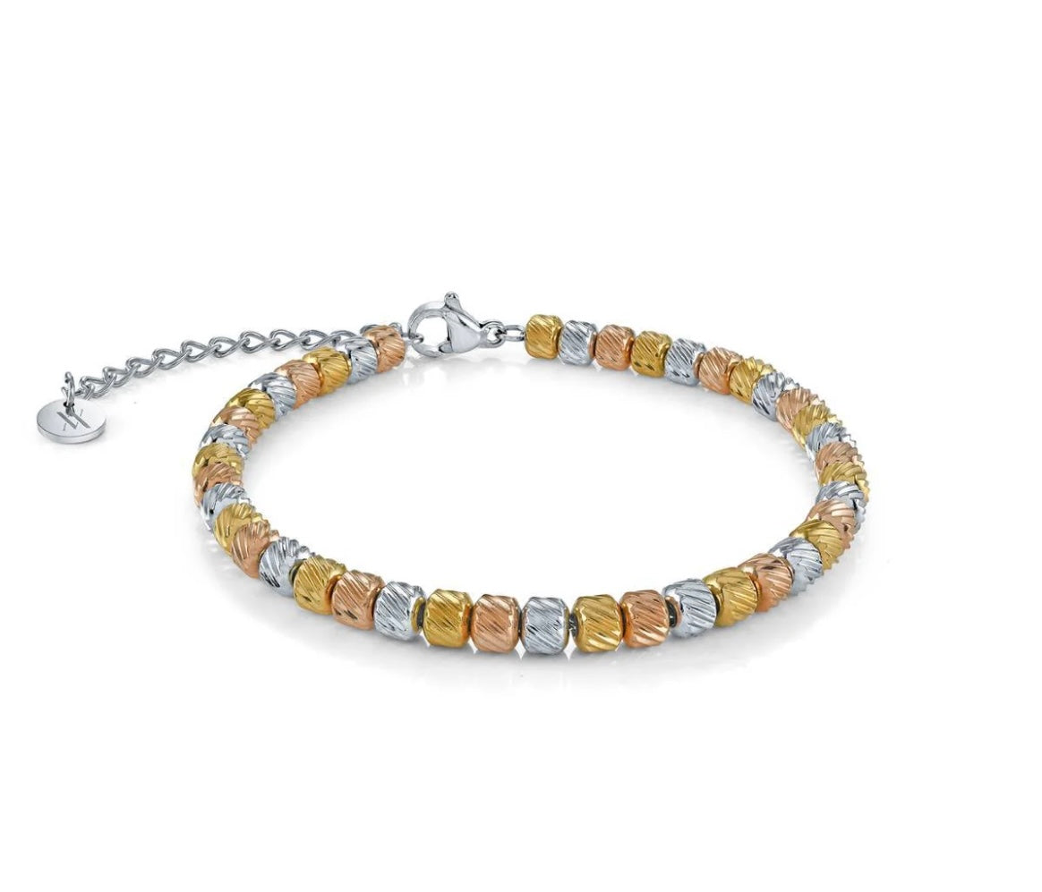 Tri Gold Dia Cut Bracelet 6”