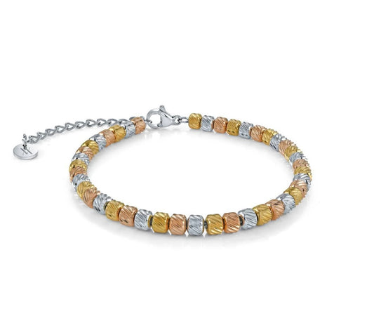 Tri Gold Dia Cut Bracelet 6”