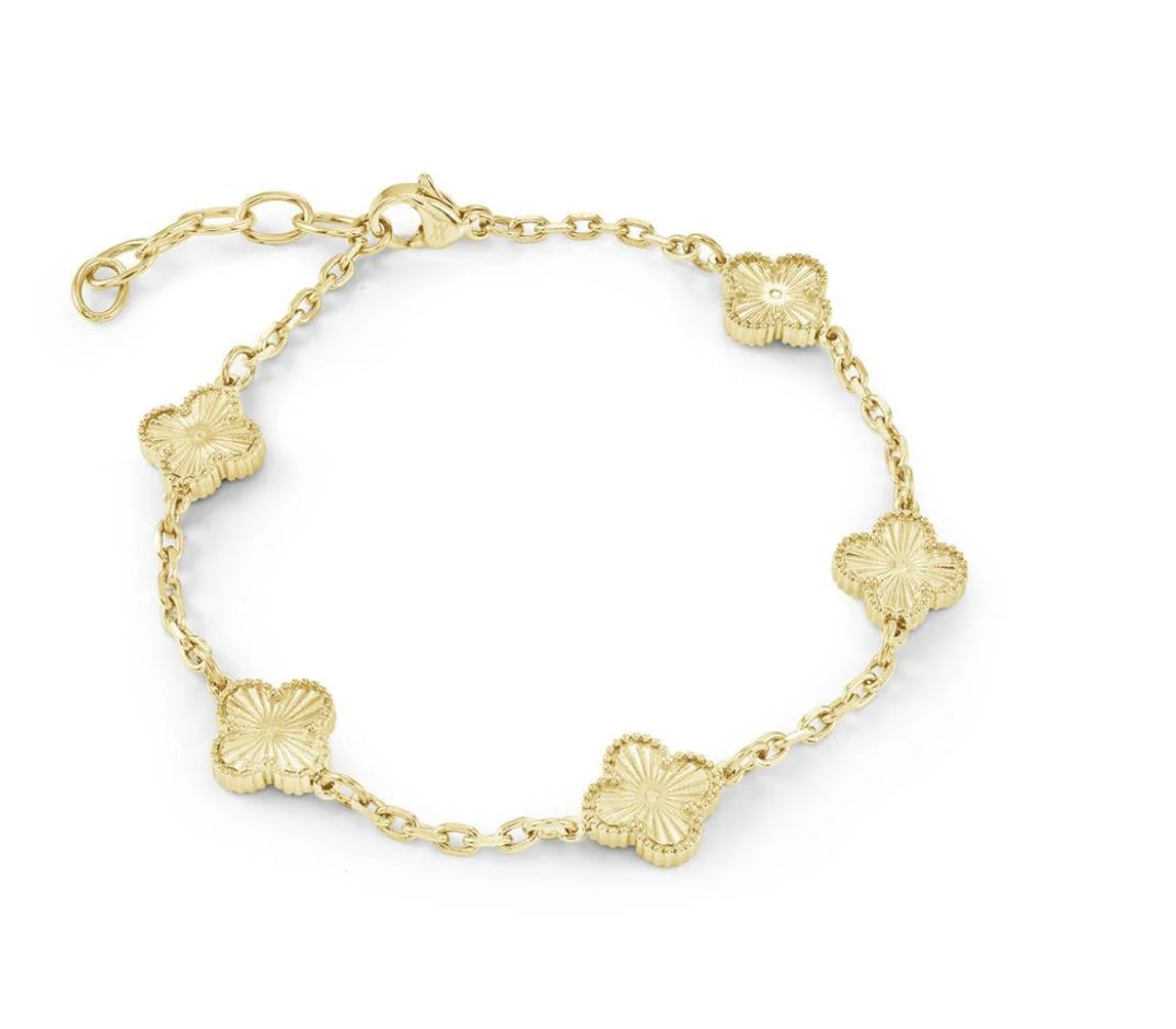 Clover Yellow Gold Plated Bracelet 6.5