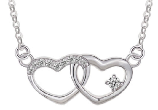 Legend Double Heart Necklace with C/Z